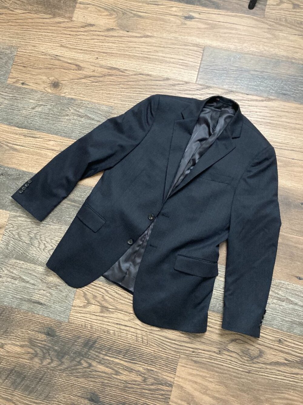 Hart Schaffner Marx Mens Two Button Dark Gray Blazer Sport Coat Jacket 40R